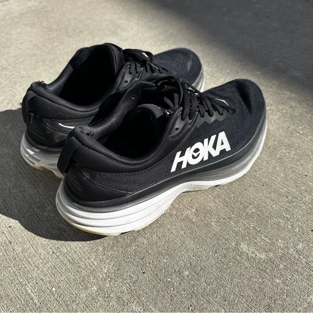 Hoka Bondi 8 Black and White Men's Shoes - Size 11